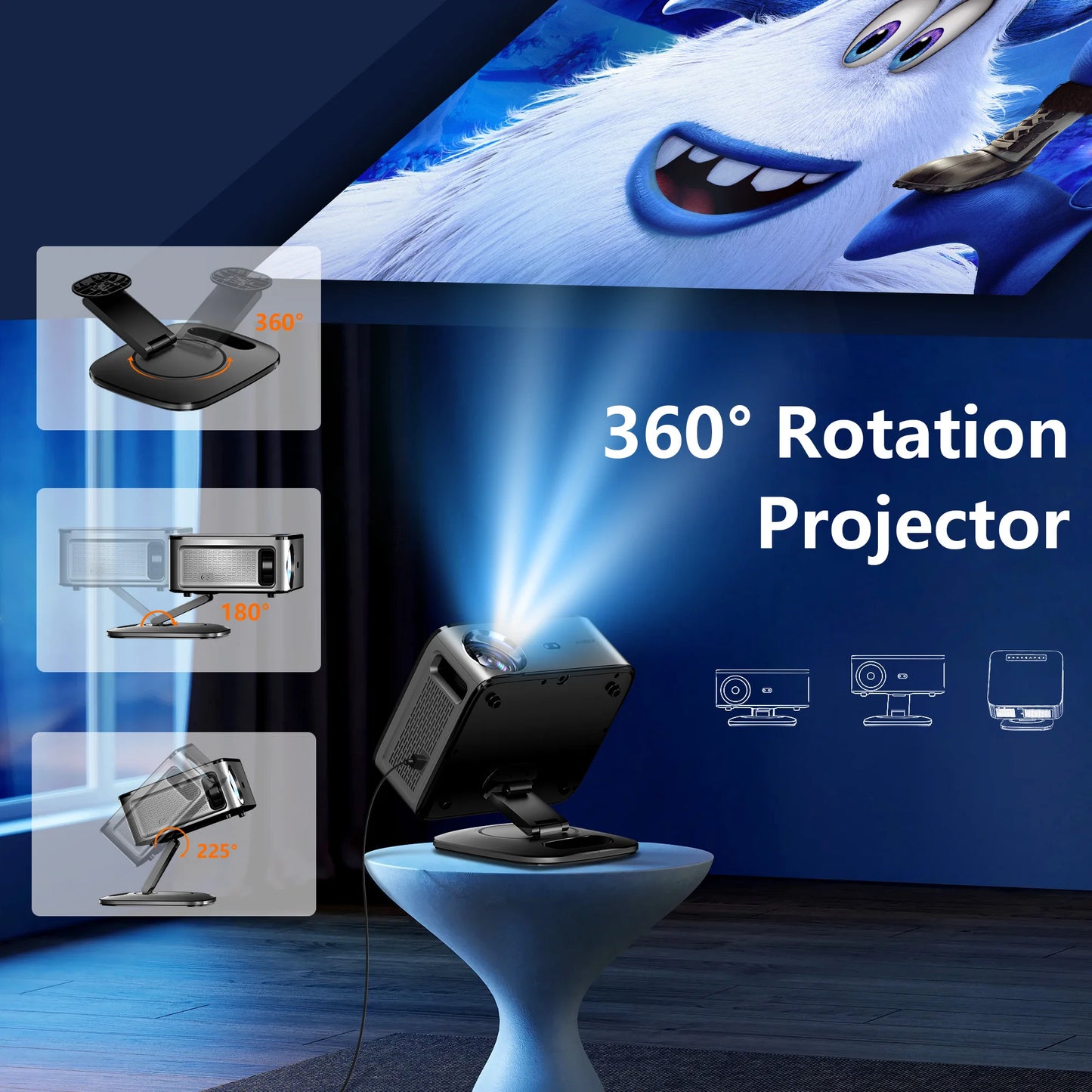 XIWBSY T08 4K Android Projector | 2000 ANSI Lumens Home Theater