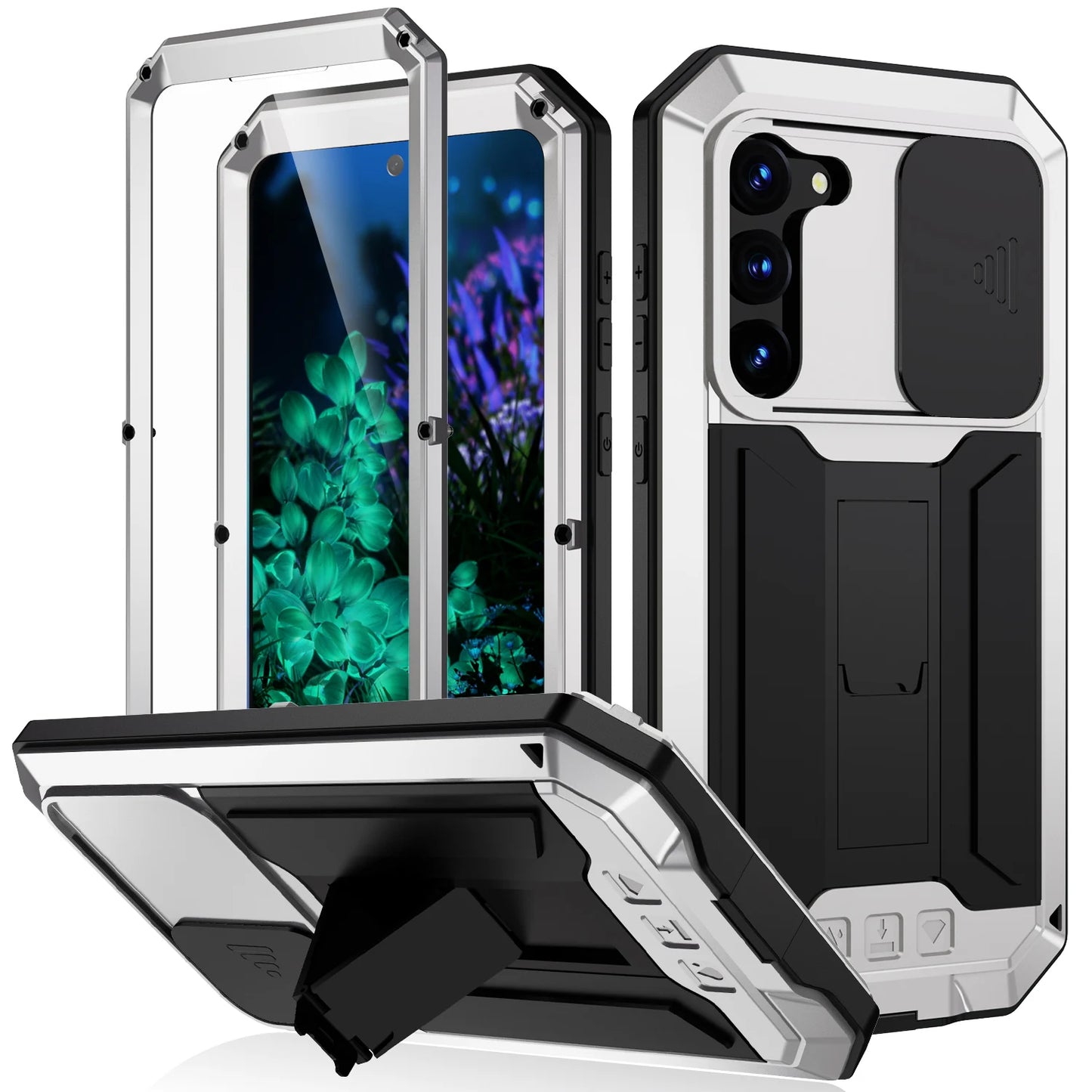 Heavy Duty Waterproof Magnetic Samsung Phone Case – Kickstand & Lanyard (IP54 Rated)