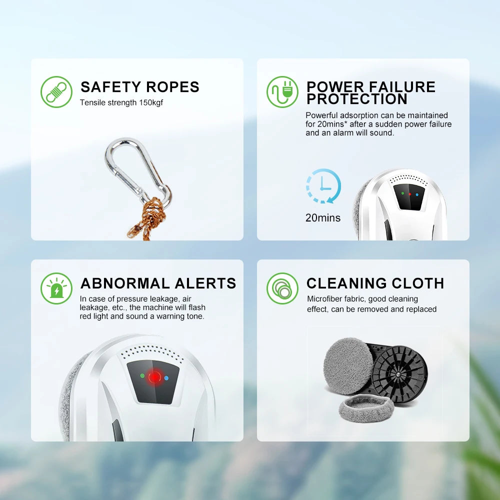 PuRuikai N361 Window Cleaning Robot with Remote & Safety Rope