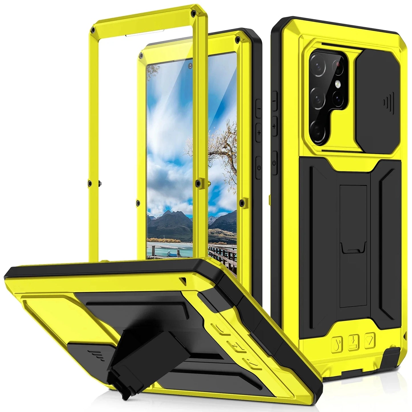 Heavy Duty Waterproof Magnetic Samsung Phone Case – Kickstand & Lanyard (IP54 Rated)