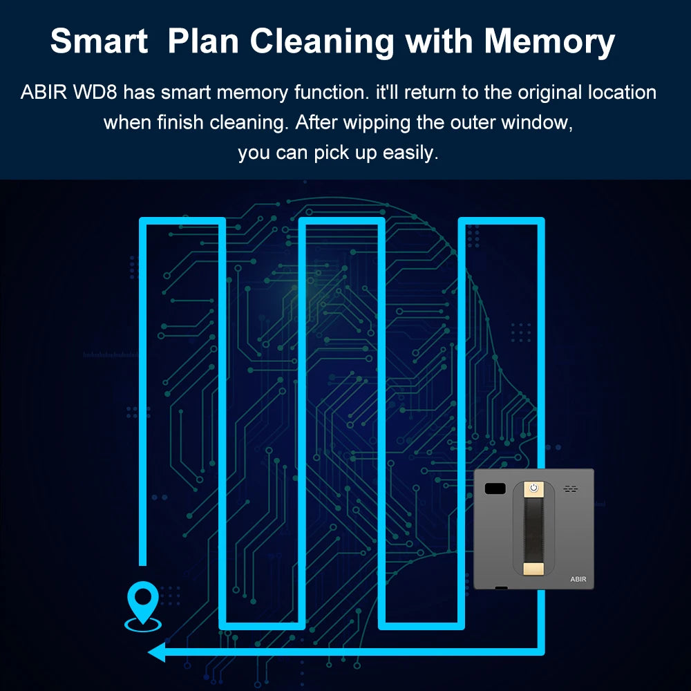 WD8 Robot Window Cleaner – Dual Ultrasonic Spray, 3000Pa Suction