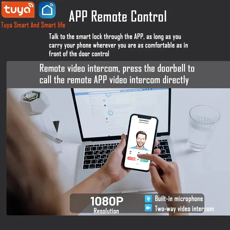 Smart Video Door Lock with Face Recognition, fingerprint & Camera | Tuya App Control