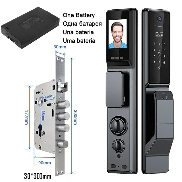 Smart Video Door Lock with Face Recognition, fingerprint & Camera | Tuya App Control