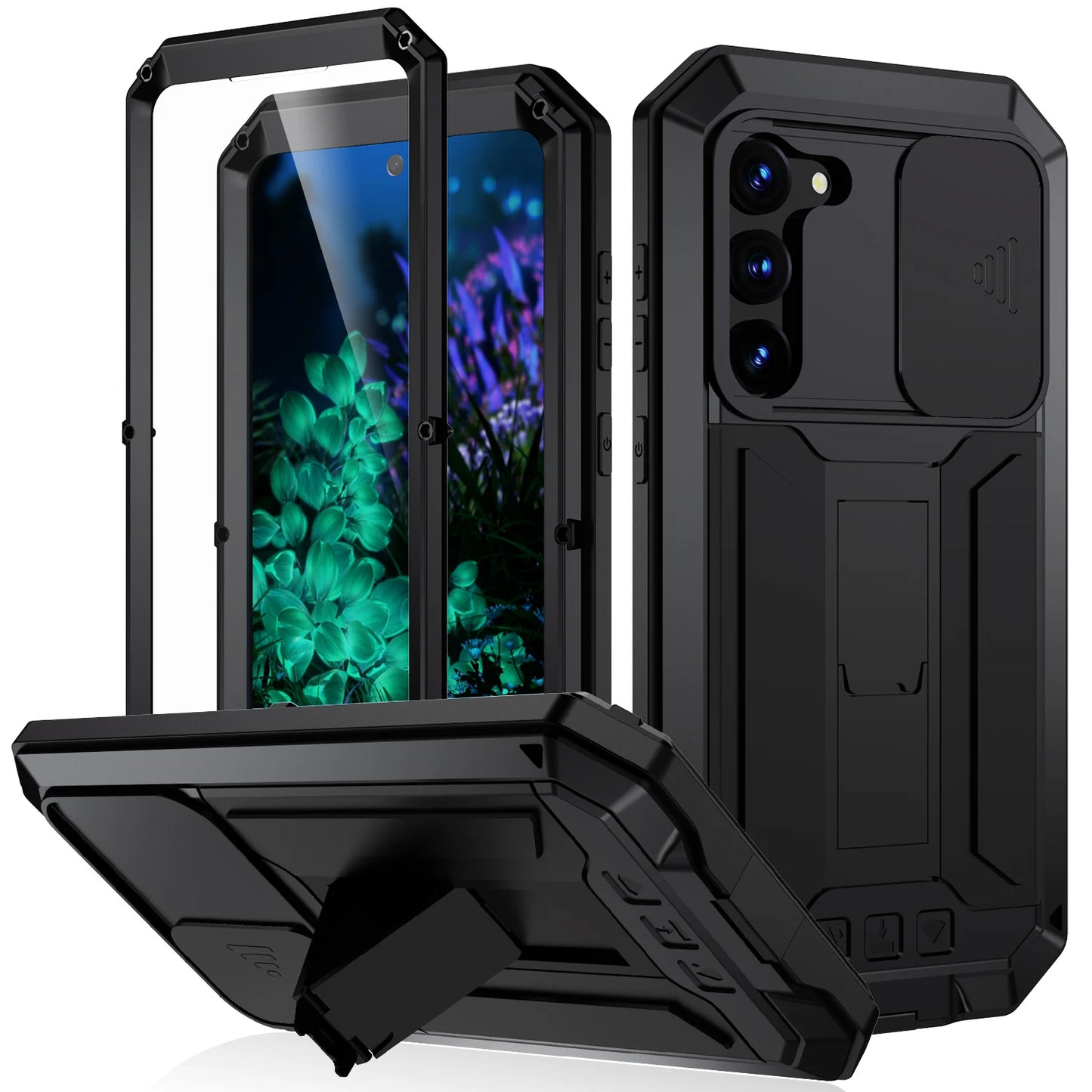 Heavy Duty Waterproof Magnetic Samsung Phone Case – Kickstand & Lanyard (IP54 Rated)