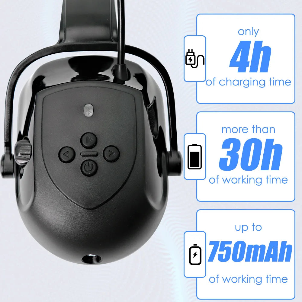 Bluetooth Safety Helmet with Goggles & Earmuff